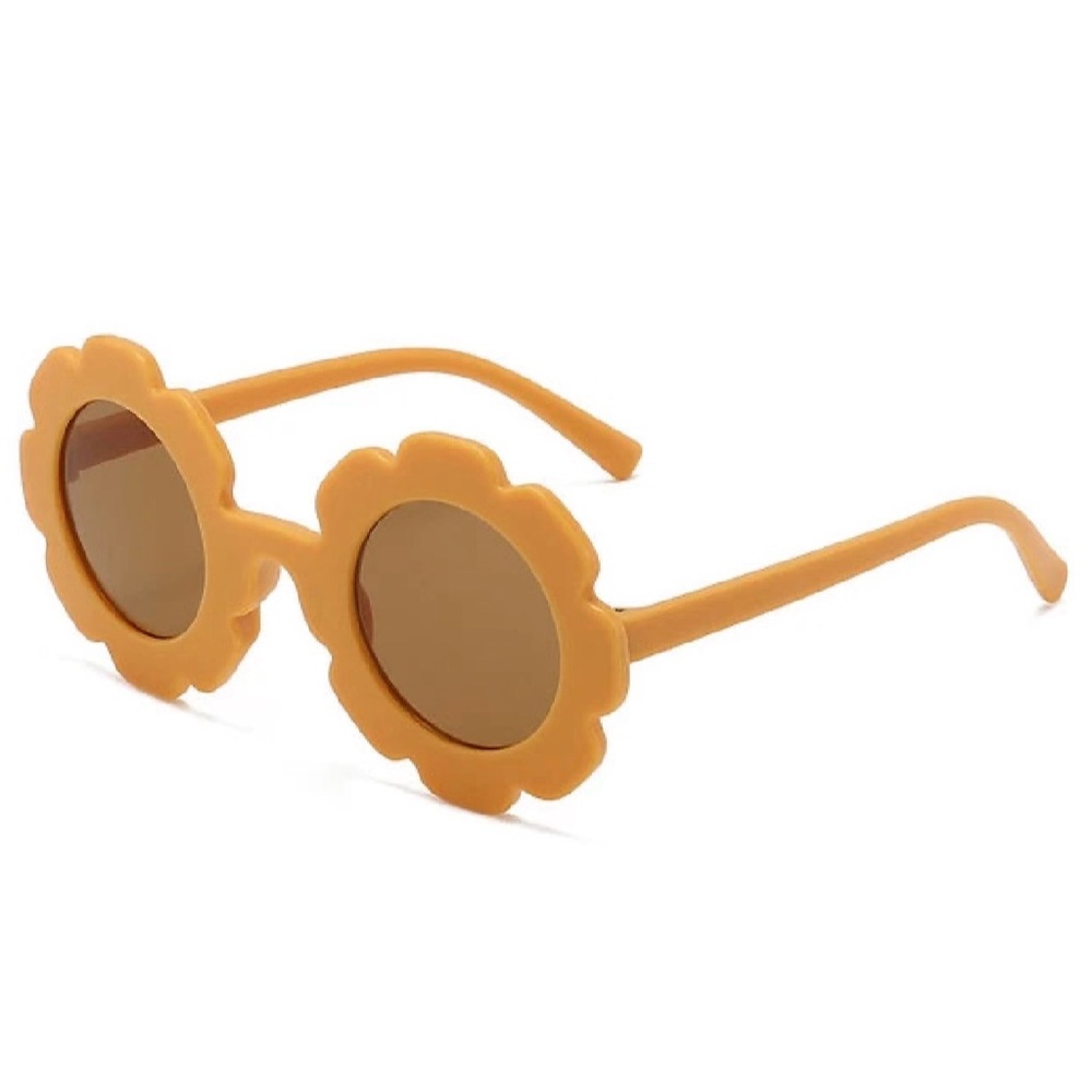 Toddler Flower-Shaped Round Sunglasses in Mustard Yellow